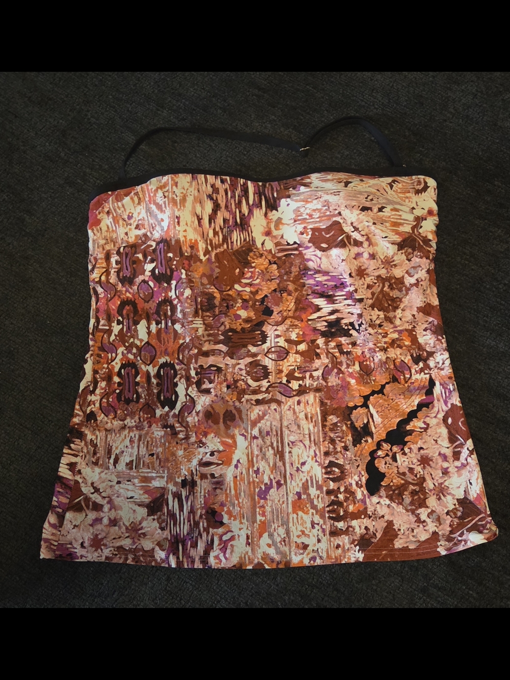 Ivanka Trump Multicolor Floral Abstract Bandeau Swim Top . Size XL